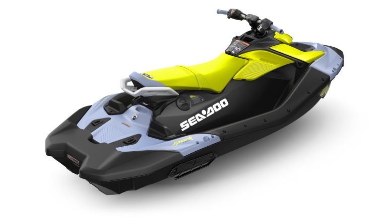 2024 Sea Doo Prices And Model Changes   A 2024 Sea Doo Spark Trixx 3up Vapor Blue Right Rear 3 4 768x432 